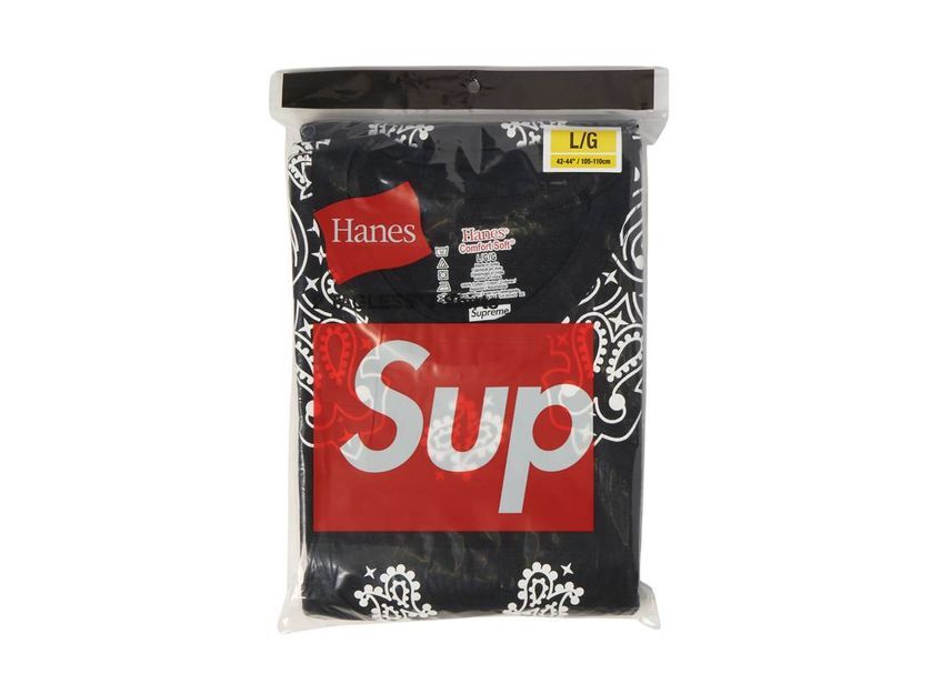 Supreme Hanes Bandana Tagless Tees (2 Pack) Black