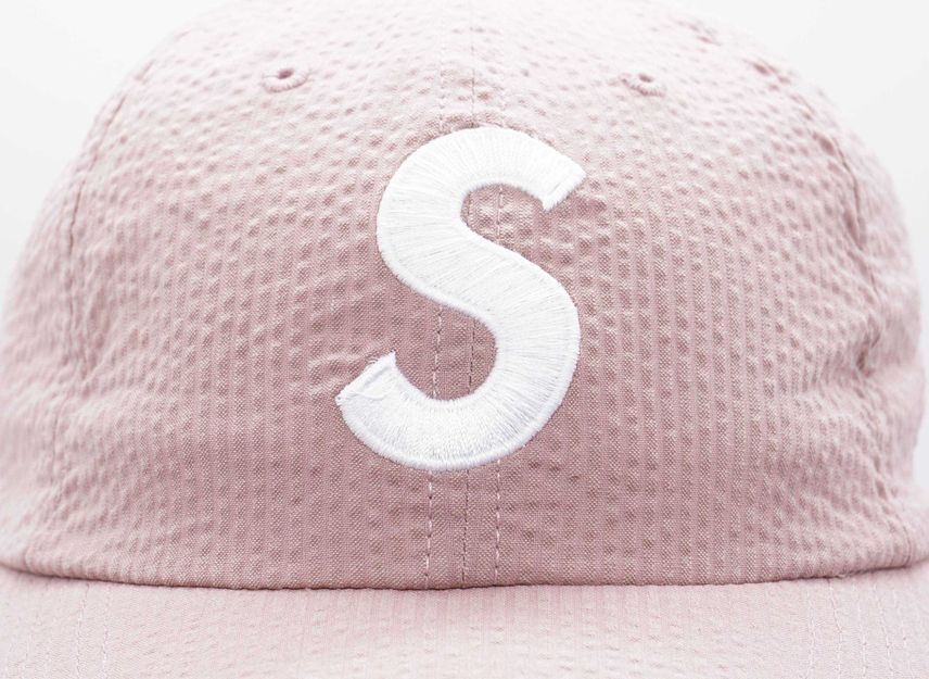 Supreme Seersucker S Logo 6-Panel Pink
