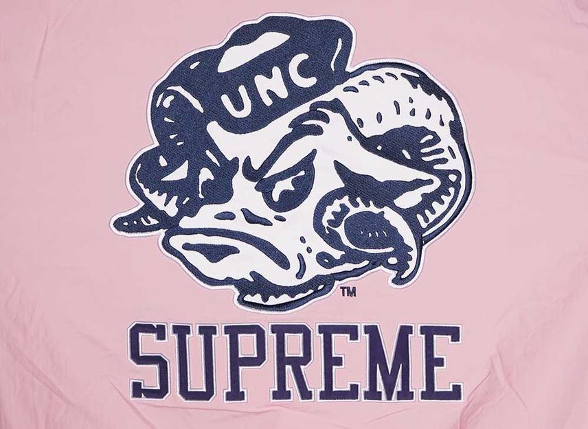 Supreme x Mitchell & Ness NCAA Hooded Stadium Jacket Pink