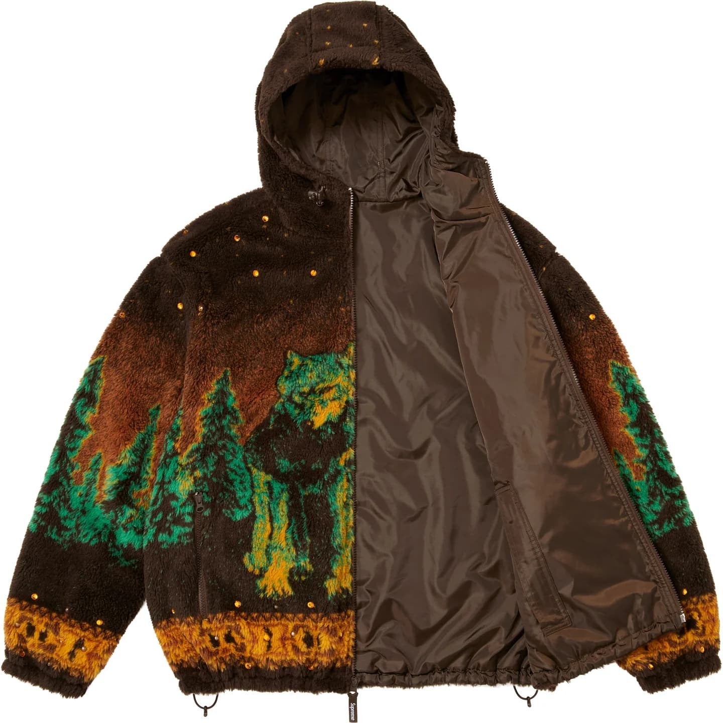 Supreme B.B. Simon Reversible Hooded Fleece Jacket Brown
