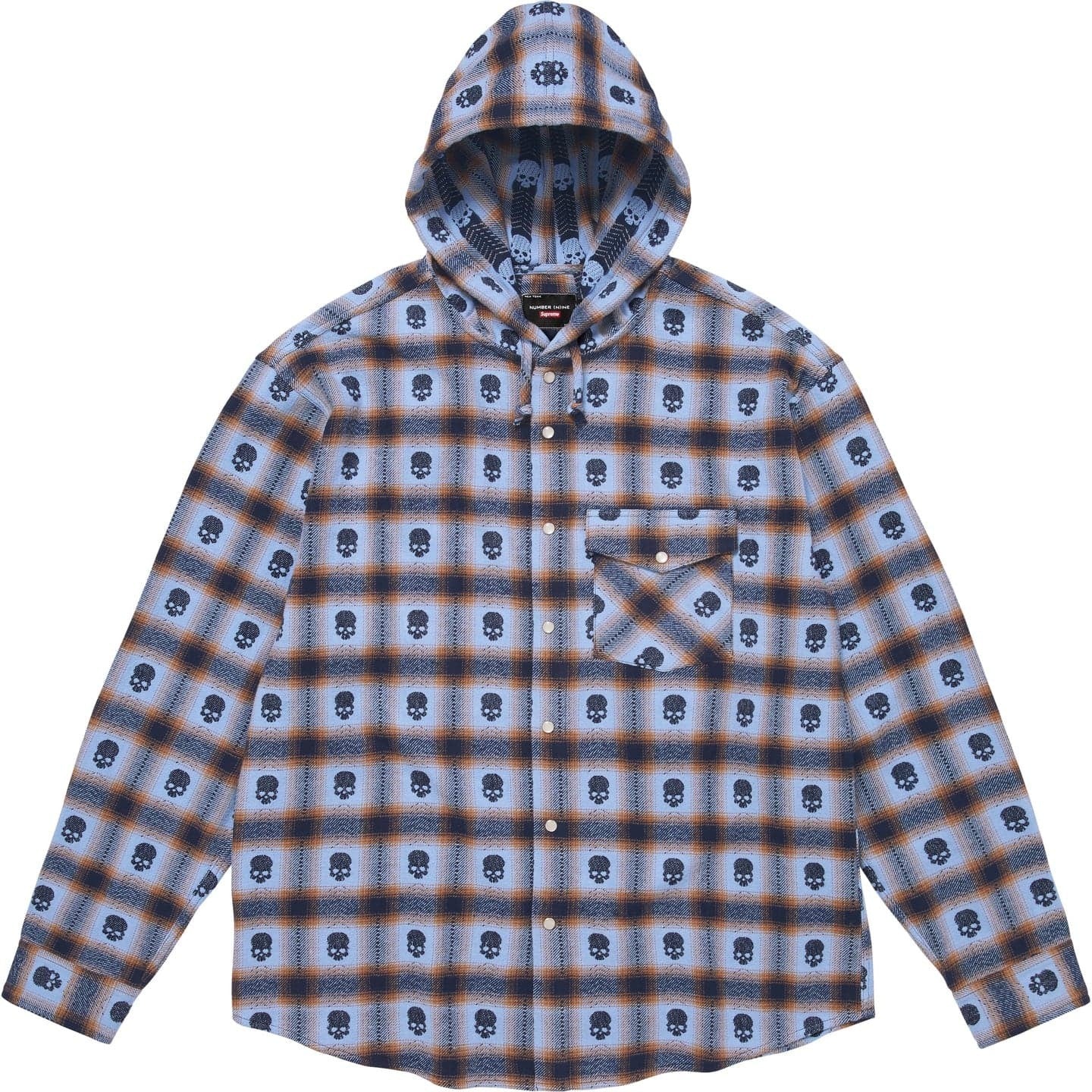 Supreme Number (N)ine Hooded Flannel Shirt Blue