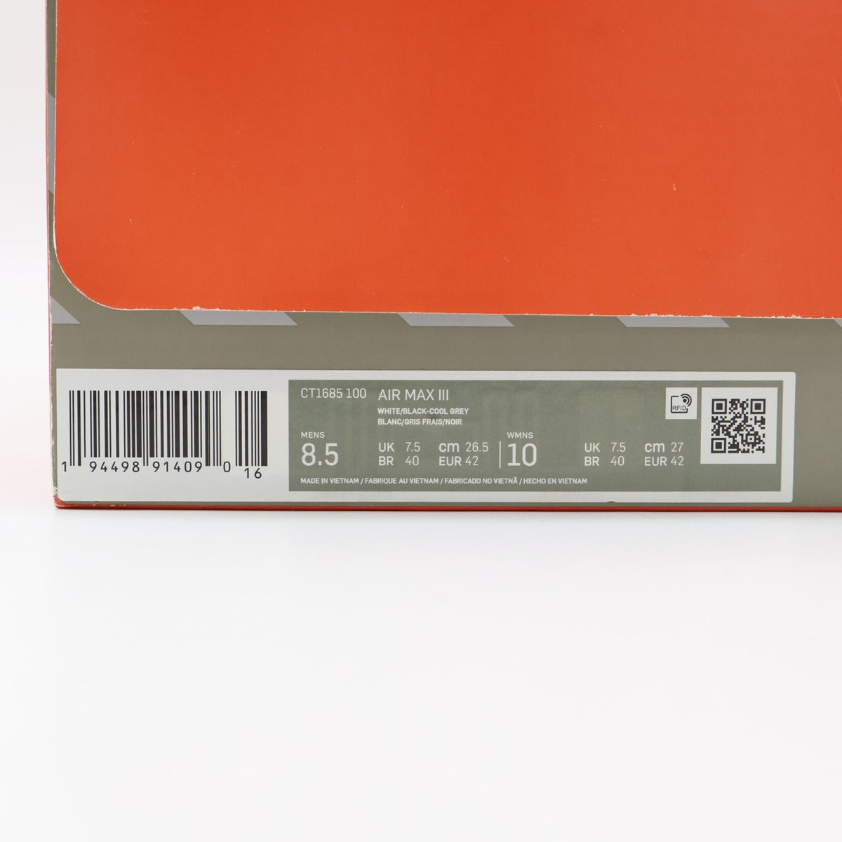 CT1685-100 Nike Air Max 90 III Infrared Radian Red White Black Cool Gray (Men's)