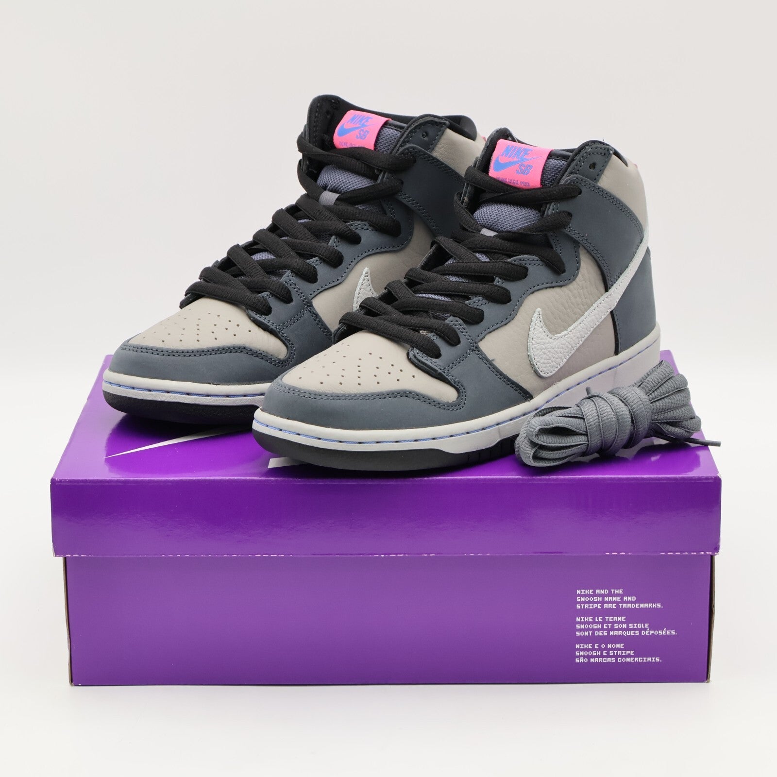 DJ9800-001 Nike SB Dunk High Pro Medium Grey Pink Flint Flamingo Gray Fog