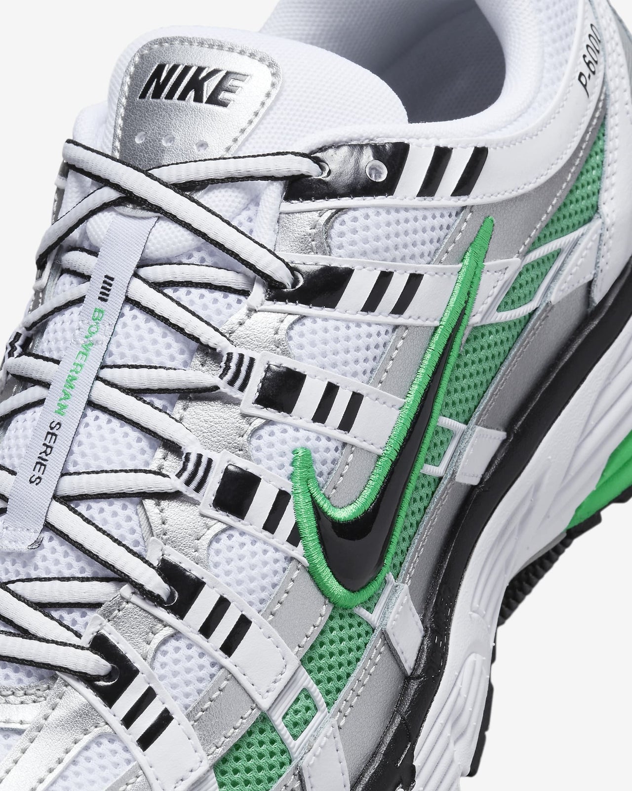 CD6404-104 Nike P-6000 White Metallic Silver Spring Green Black (Men's)
