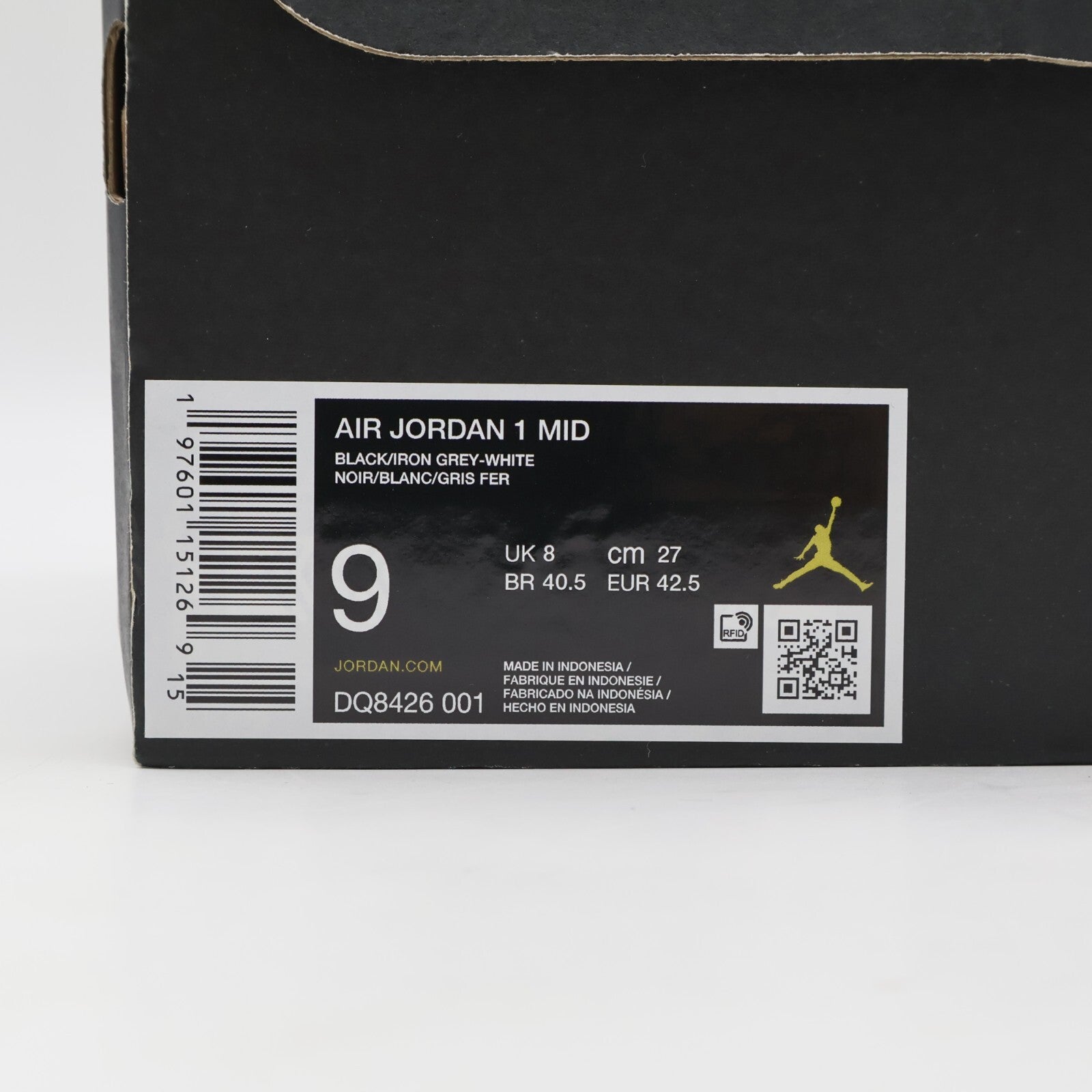 DQ8426-001 Nike Air Jordan 1 Mid Black White Iron Grey (Men's)