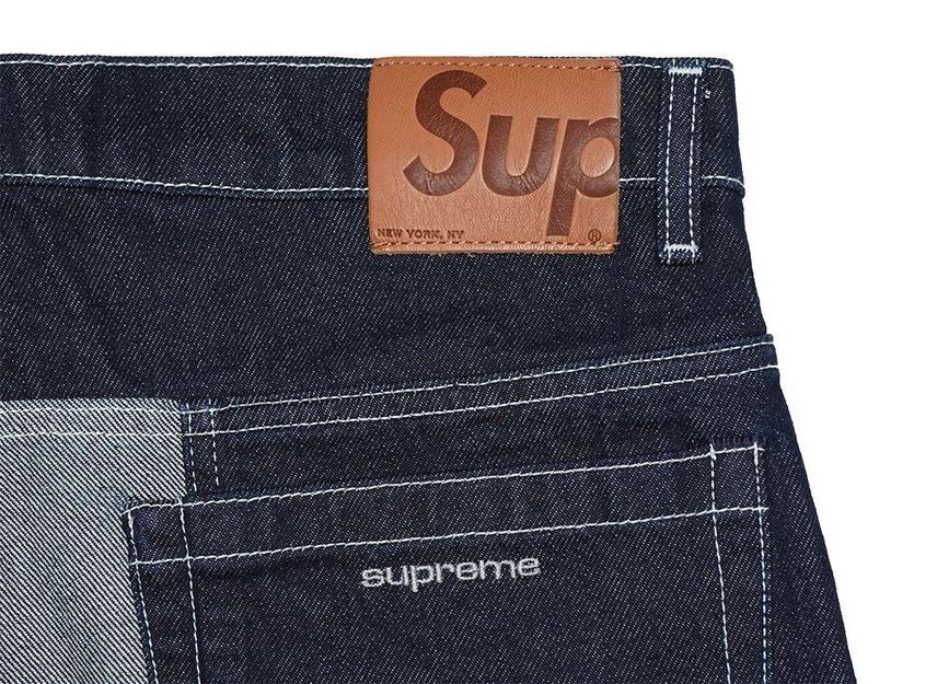 Supreme 2-Tone Paneled Baggy Jean Blue