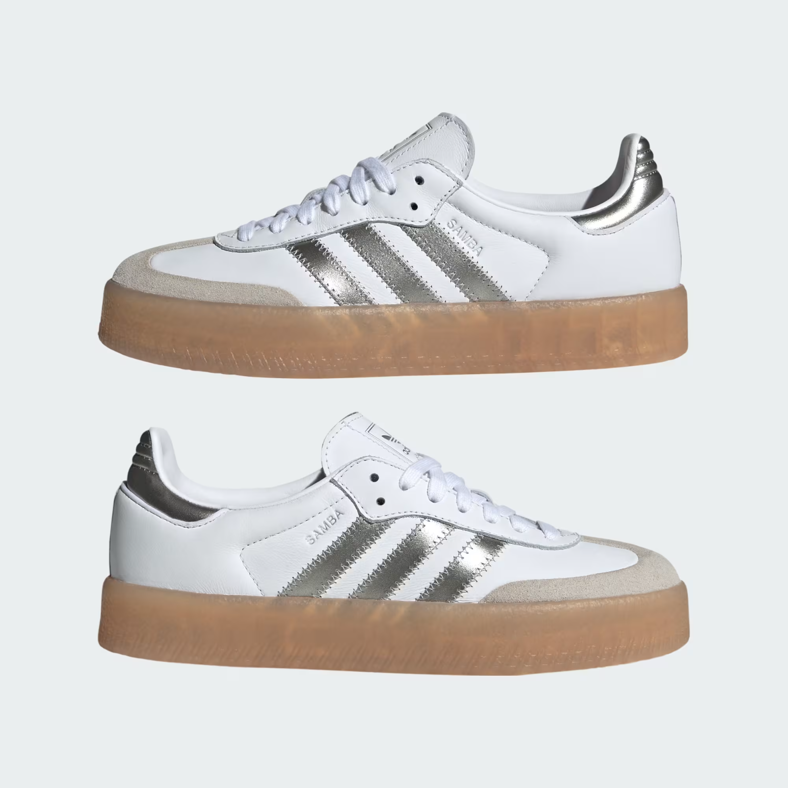 JS3943 adidas Originals Sambae Cloud White Silver Metallic Gum (Women's)
