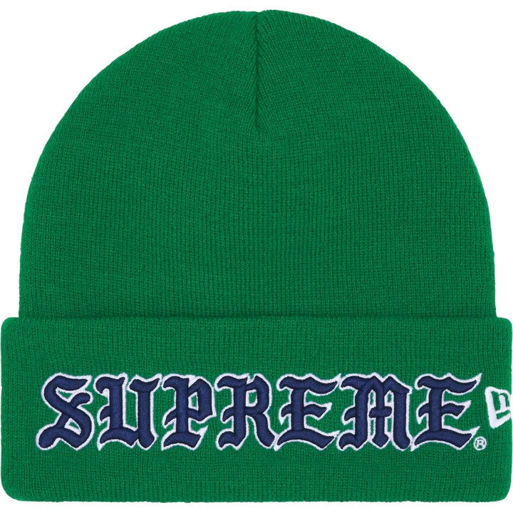 Supreme New Era Old English Beanie Green