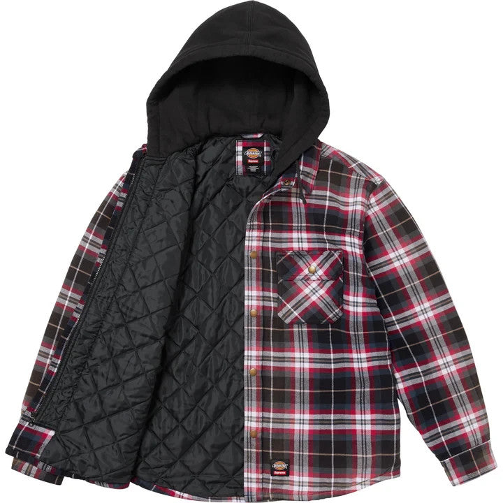 Supreme Dickies Lined Zip Up Hooded Flannel Shirt Black