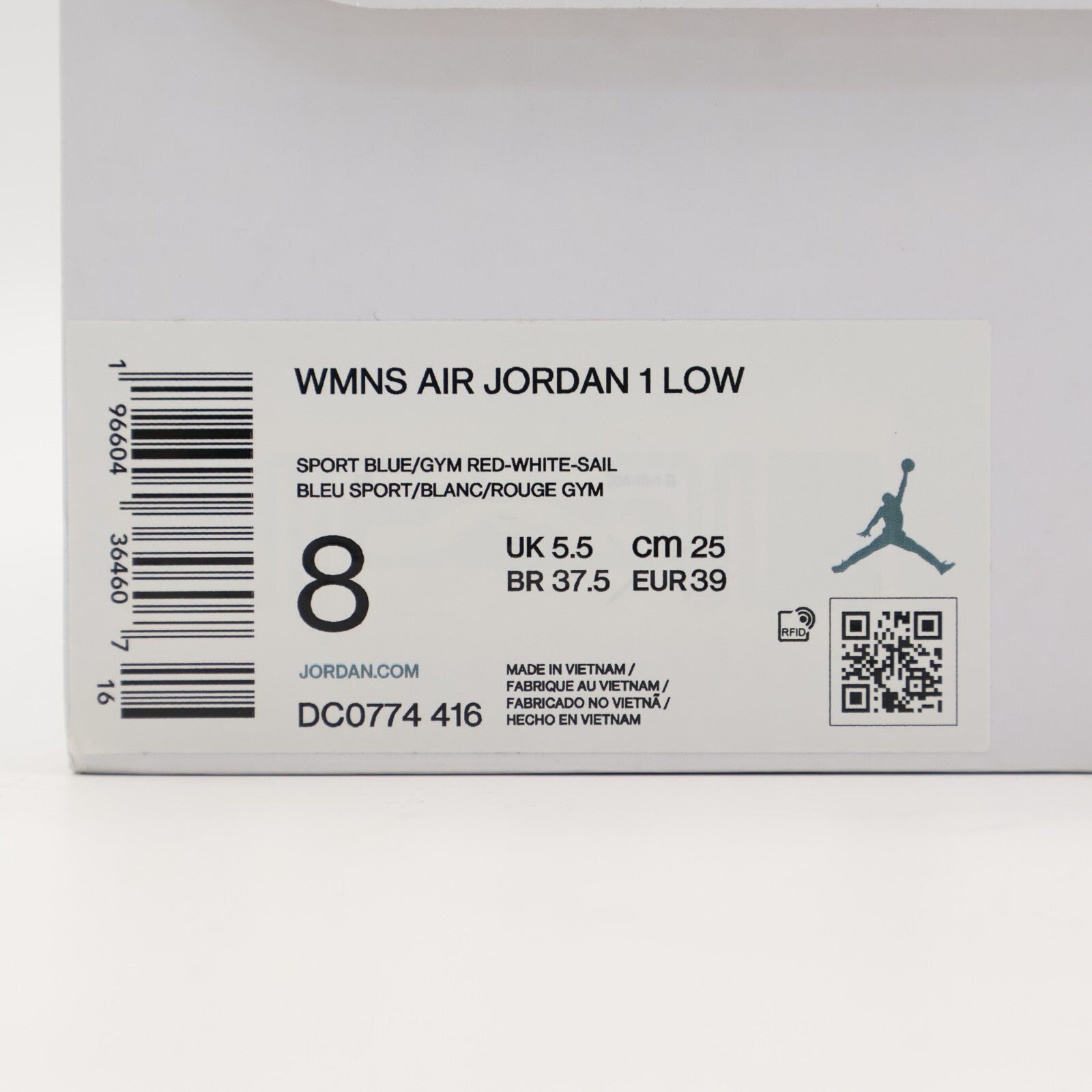 DC0774-416 Nike Air Jordan 1 Low Sport Blue Gym Red Sail White (Women's)