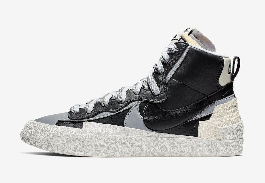 BV0072-002 sacai Ã NIKE BLAZER MID "BLACK/WOLF GREY/WHITE" (Men's)