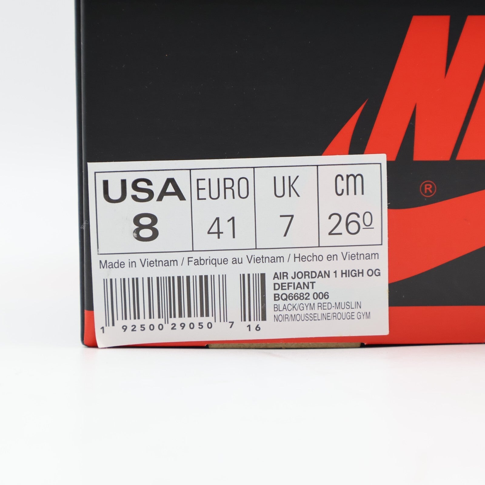 BQ6682-006 Nike Air Jordan 1 Retro High OG Defiant Couture Gym Red (Men's)