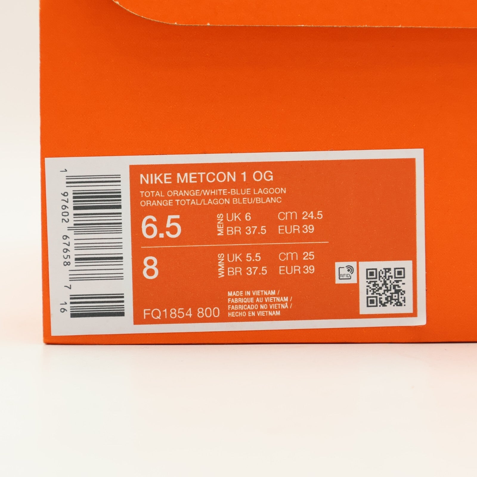 FQ1854-800 Nike Metcon 1 OG Total Orange Blue Lagoon Black White (Men's)