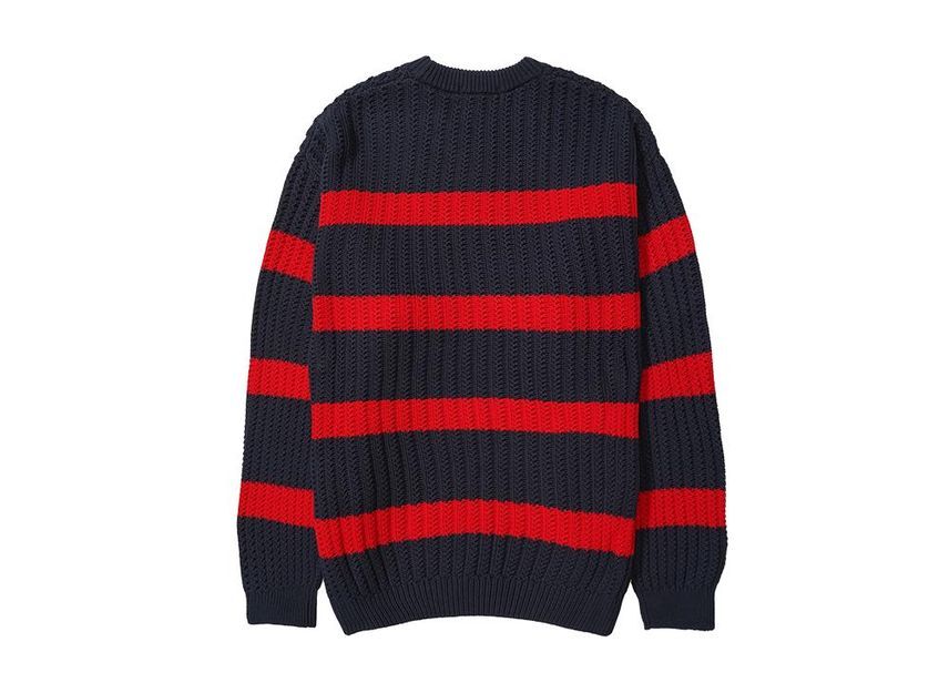 Supreme Loose Gauge Stripe Small Box Sweater Navy