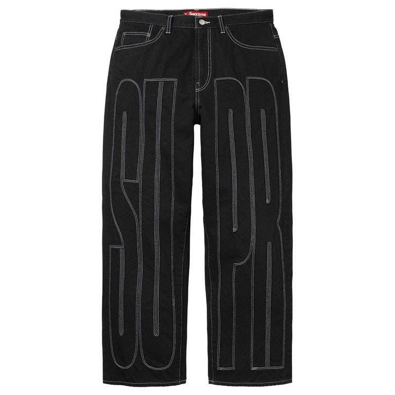 Supreme Inset Spellout Baggy Jean Black