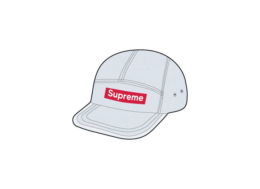 Supreme Coated Denim Camp Cap White
