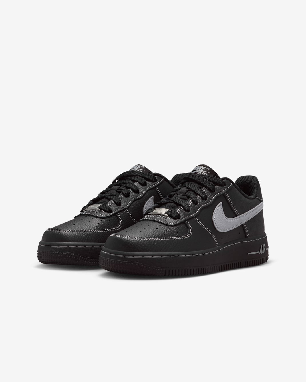 HV4762-003 Nike GS Air Force 1 LV8 Triple Black Wolf Grey