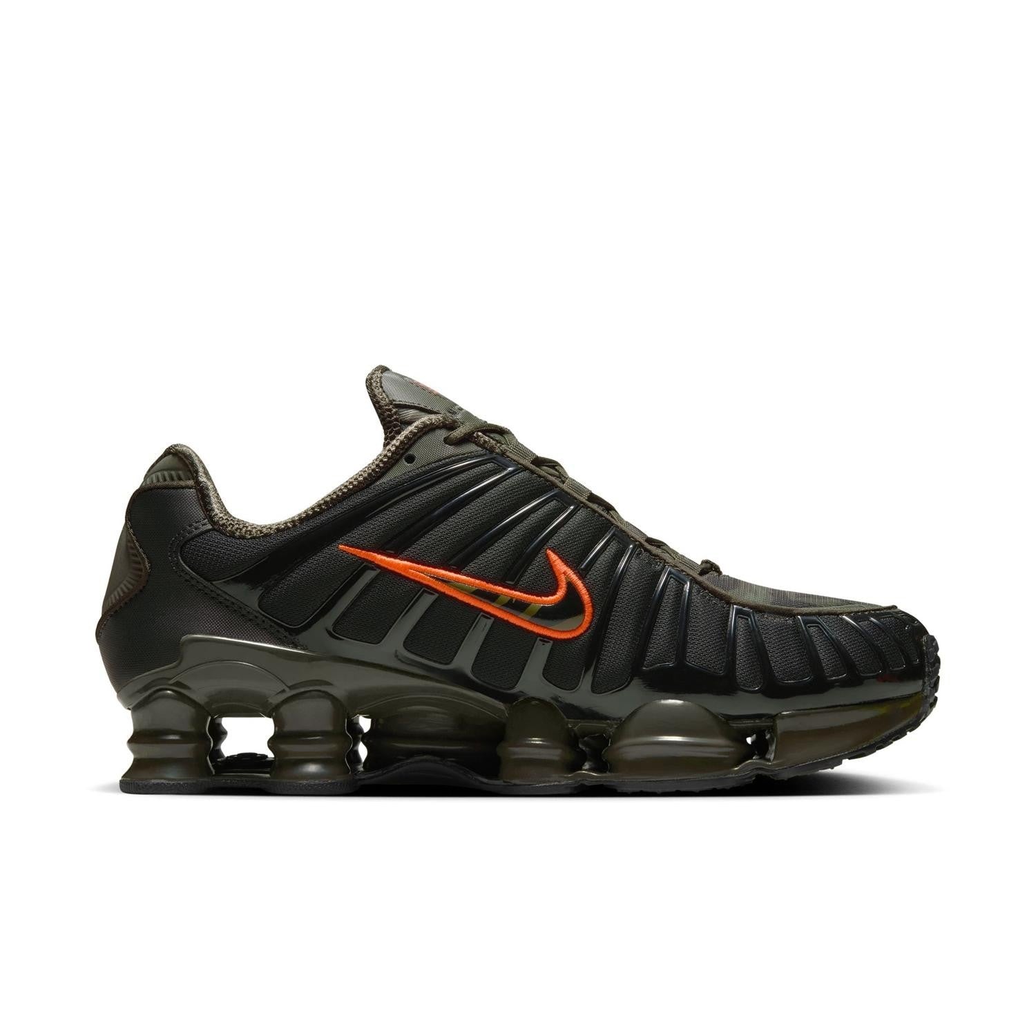 IR0918-001 Nike Shox TL "Black/Cargo Khaki-Sequoia-Newsprint"