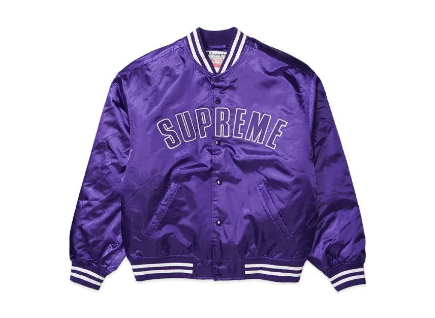 Supreme x Champion Satin Varsity Jacket "Purple"