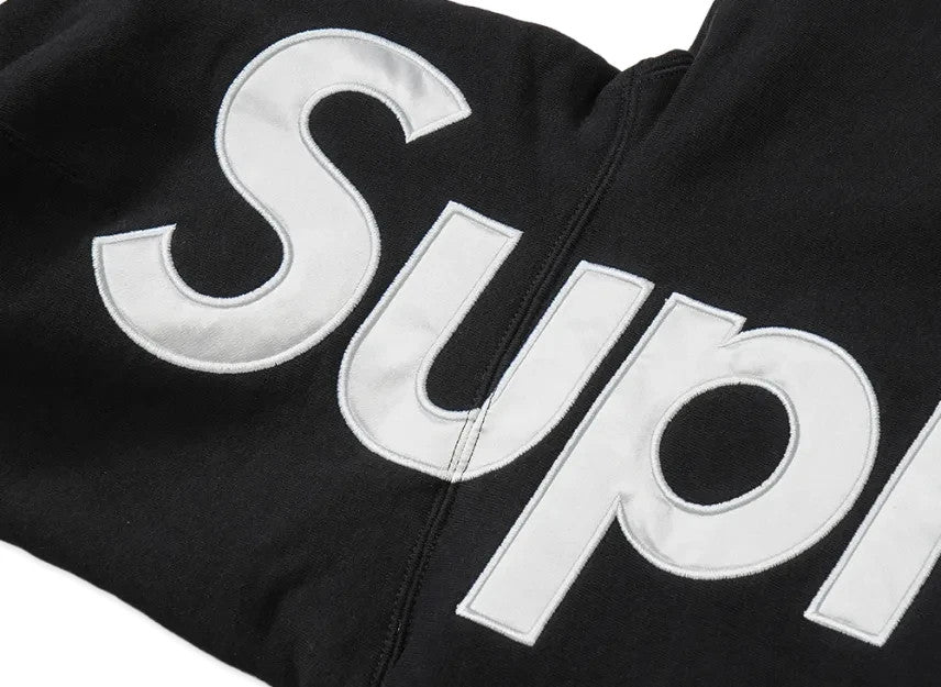Supreme Satin Applique Hooded Sweatshirt (26SS) "Black"