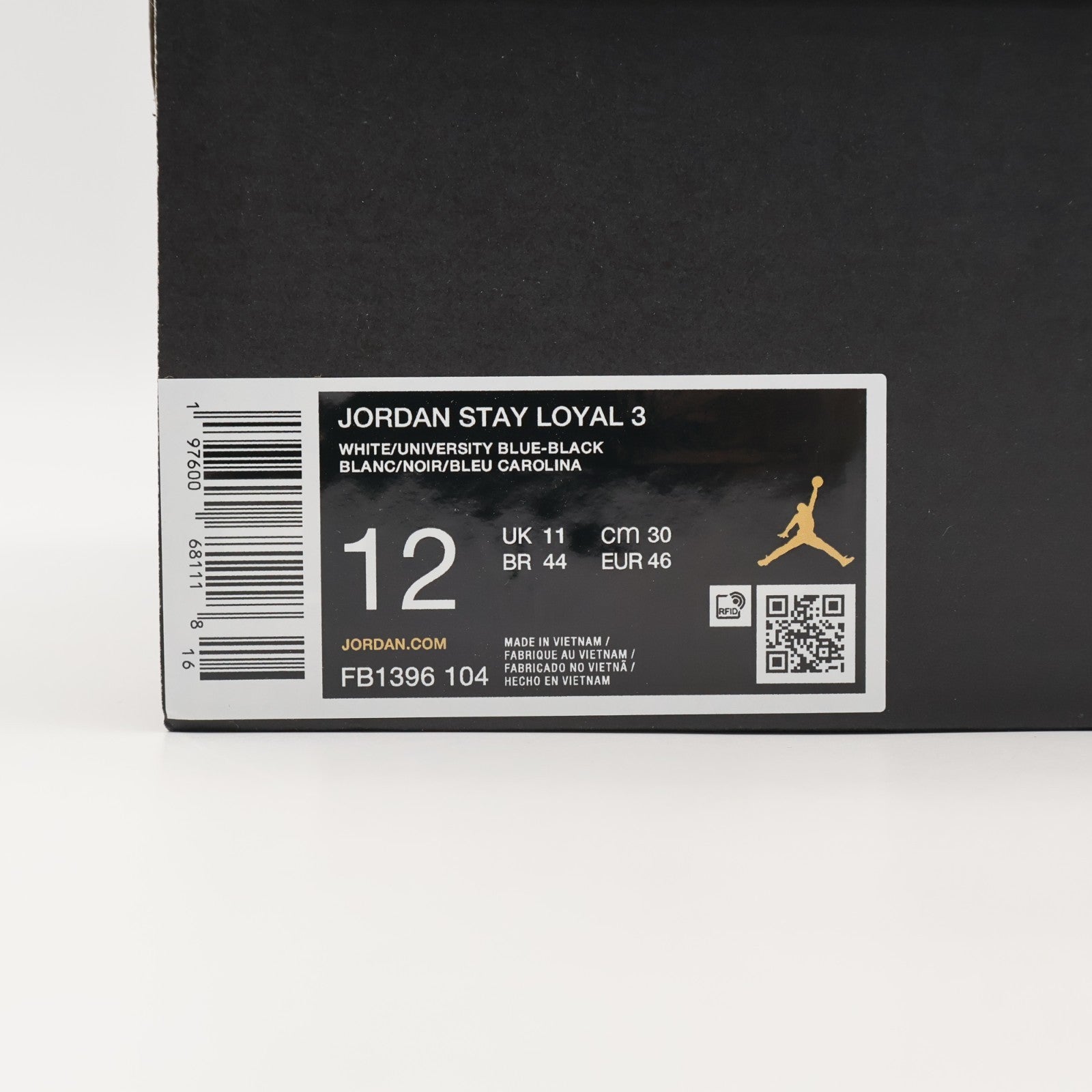 FB1396-104 Nike Jordan Stay Loyal 3 White Black University Blue (Men's)