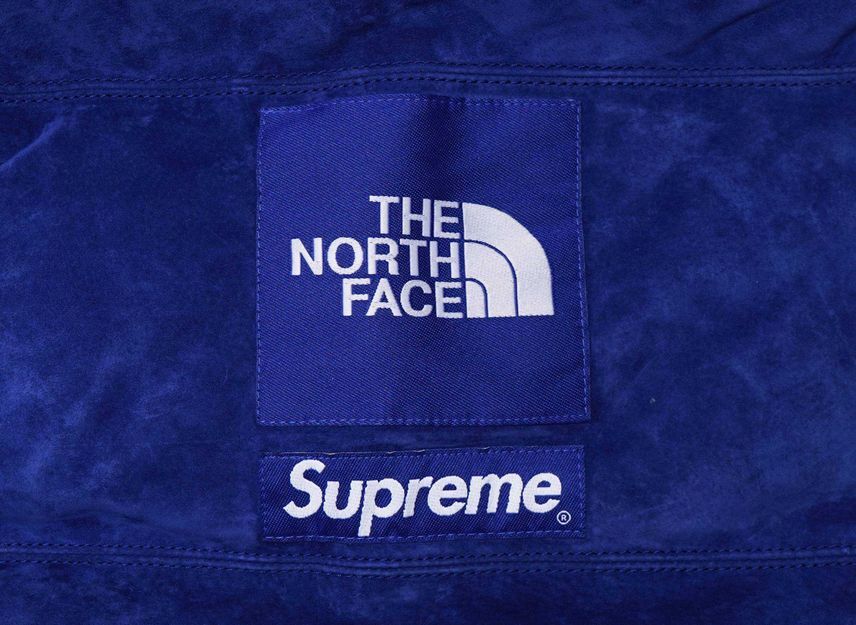 Supreme The North Face Suede Nuptse Jacket Blue