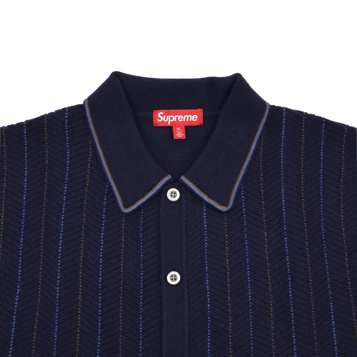 Supreme Herringbone Cardigan Navy