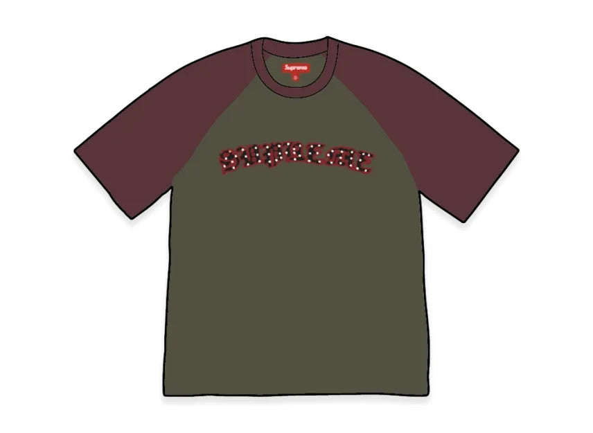 Supreme Rhinestone Raglan S/S Top "Olive"