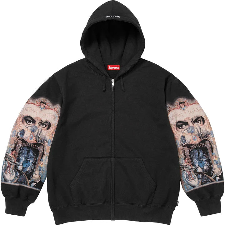Supreme Michael Jackson Dangerous Zip Up Hooded Sweatshirt Black