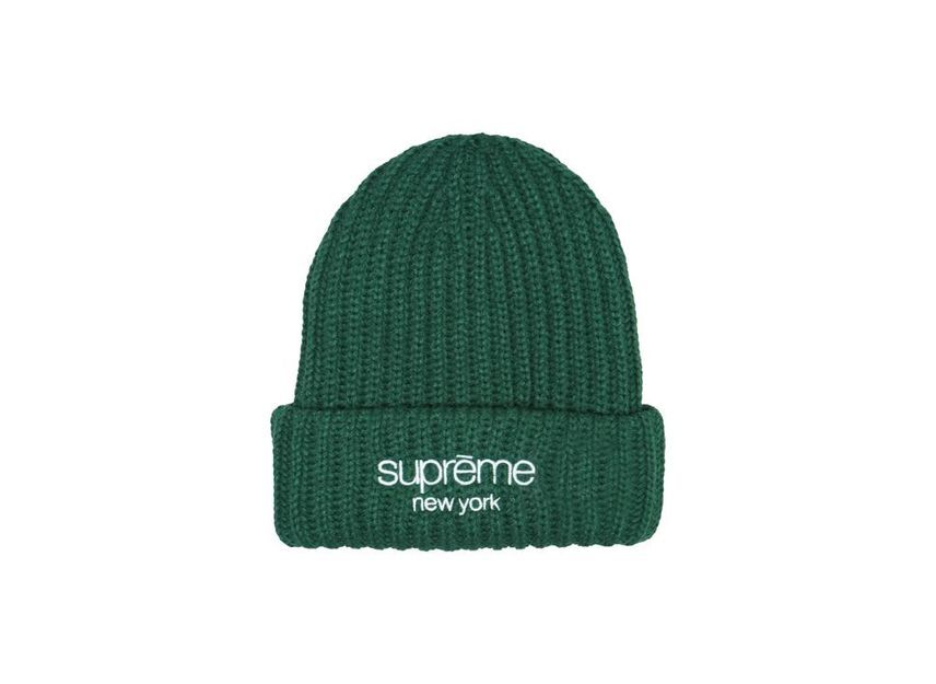 Supreme Classic Logo Chunky Ribbed Beanie Green
