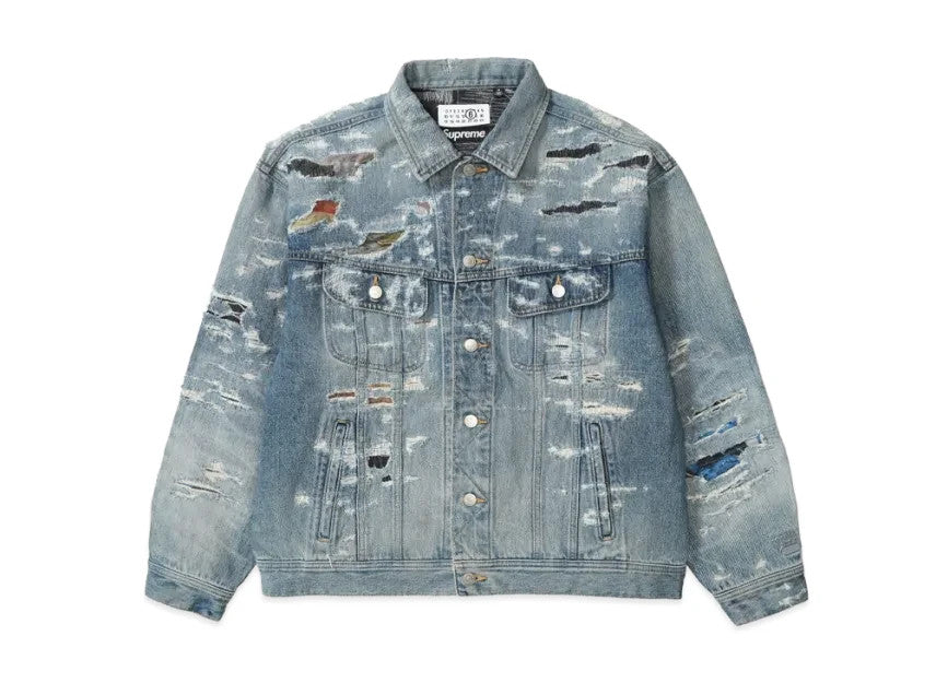 Supreme x MM6 Maison Margiela Distressed Selvedge Denim Trucker Jacket "Washed I