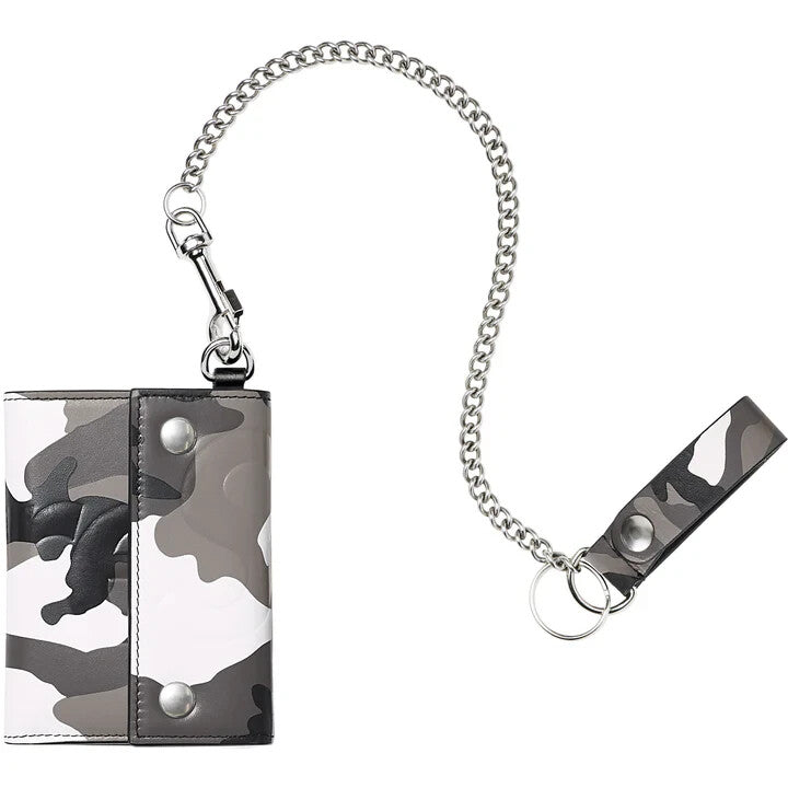 Supreme Leather Chain Wallet Snow Camo