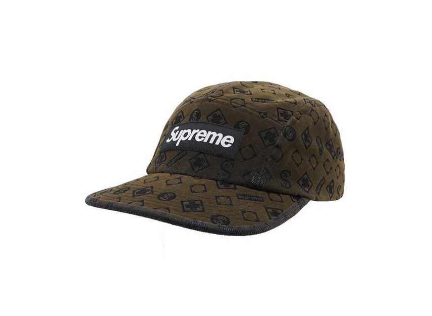 Supreme Flocked Denim Camp Cap Black