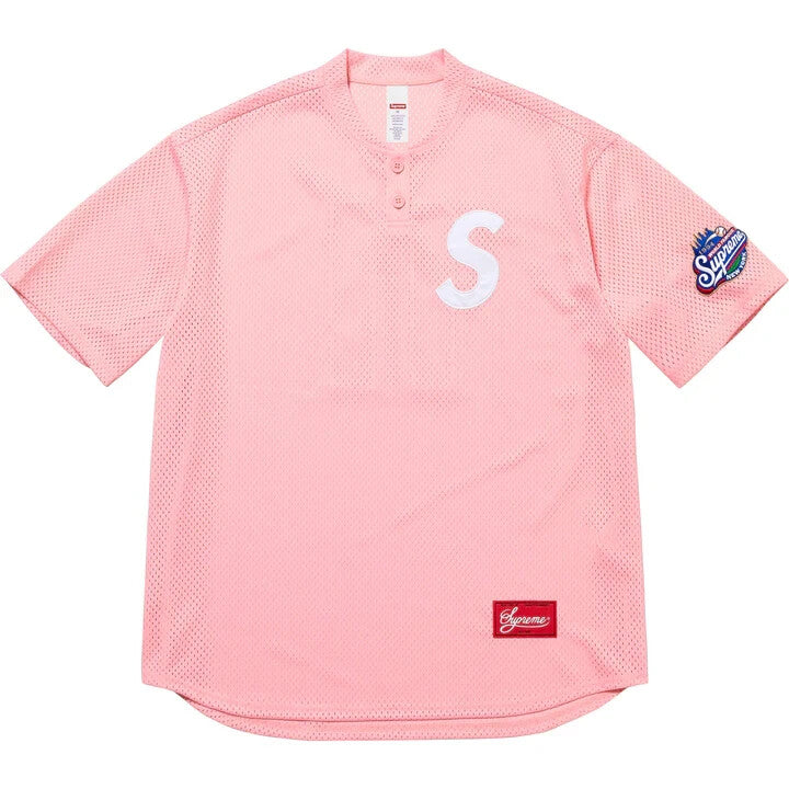 Supreme S Logo Baseball Henley Pink