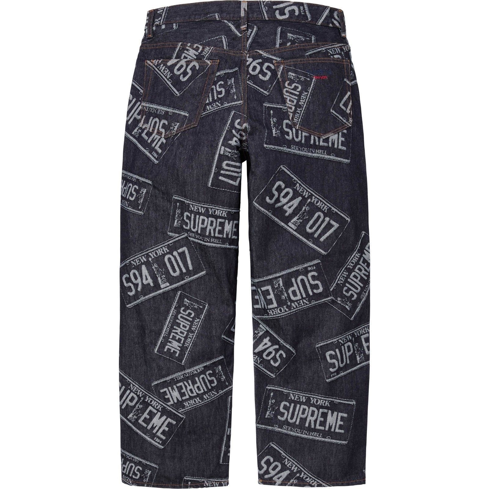Supreme License Plate Baggy Jean Rigid Indigo