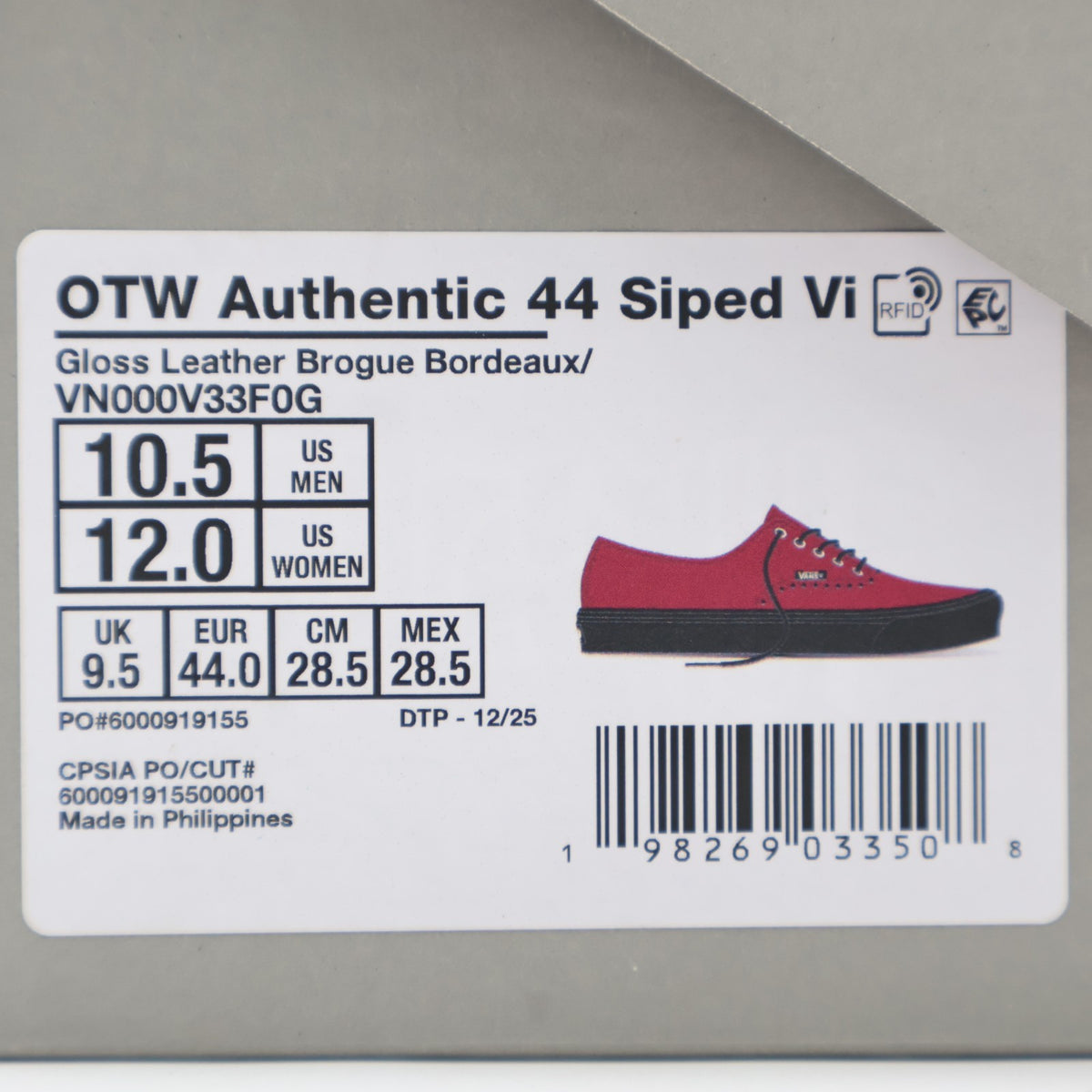 VN000V33F0G Vans OTW AUTHENTIC 44 SIPED VIBRAM GLOSS LEATHER BROGUE (Men's)