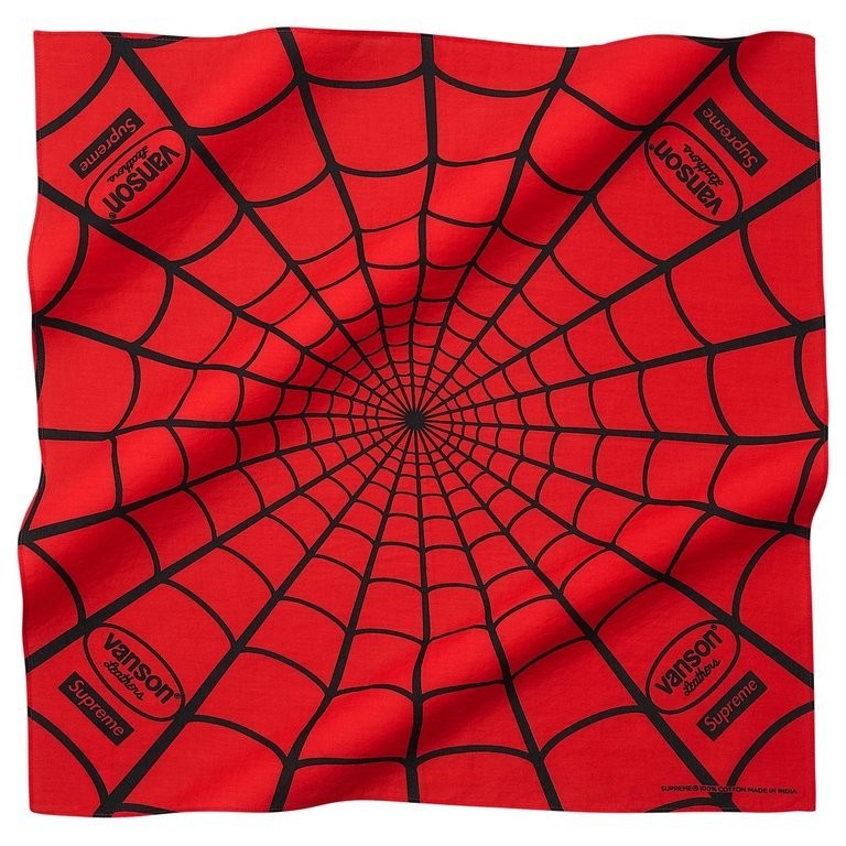 Supreme x Vanson Leathers Spider-Man Bandana Red