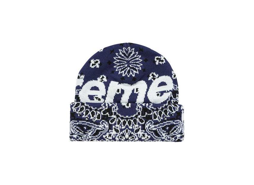 Supreme Bandana Big Logo Beanie Blue