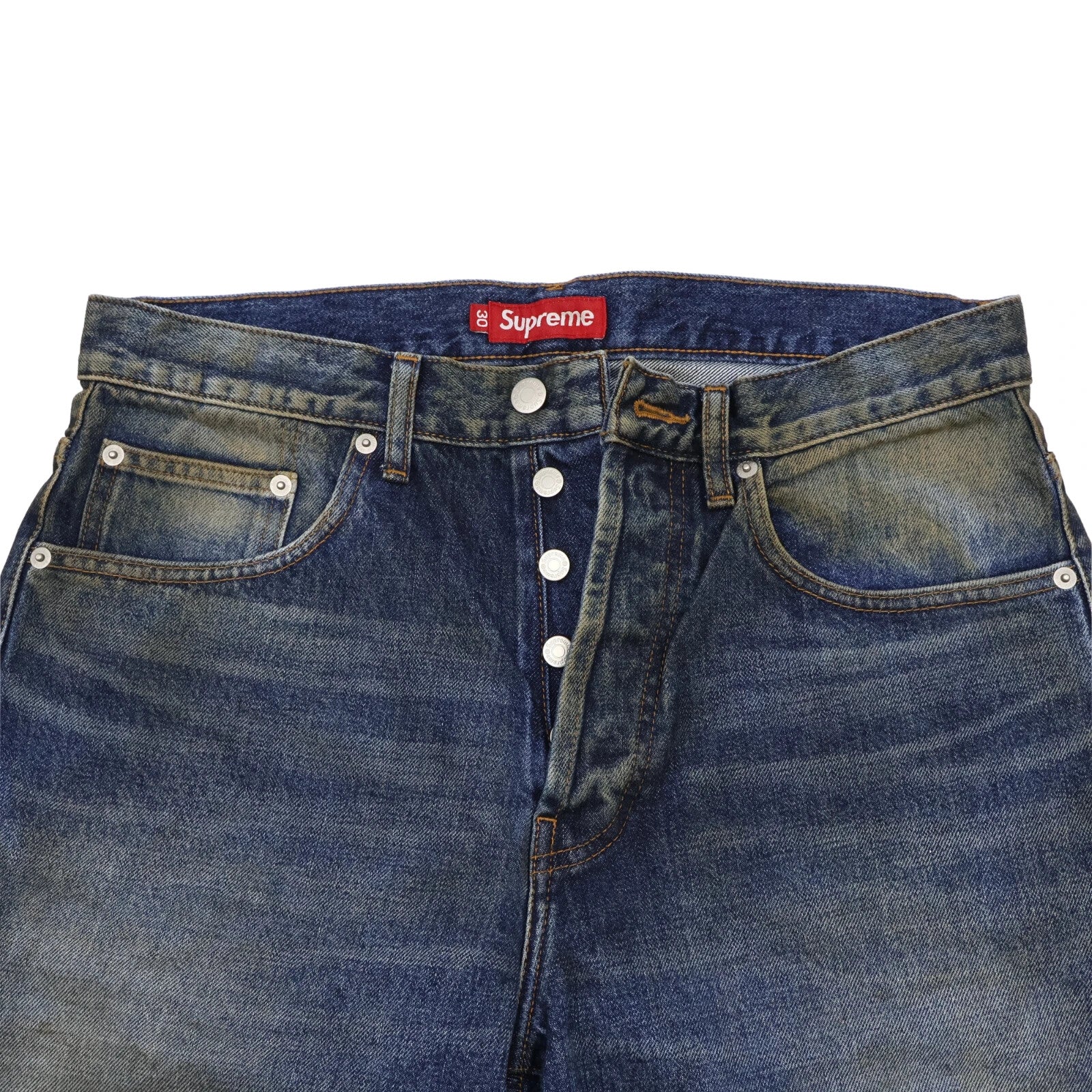 Supreme Distressed Loose Fit Selvedge Jean Washed Indigo