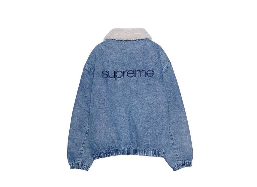 Supreme Faux Shearling Lined Bomber Jacket Denim
