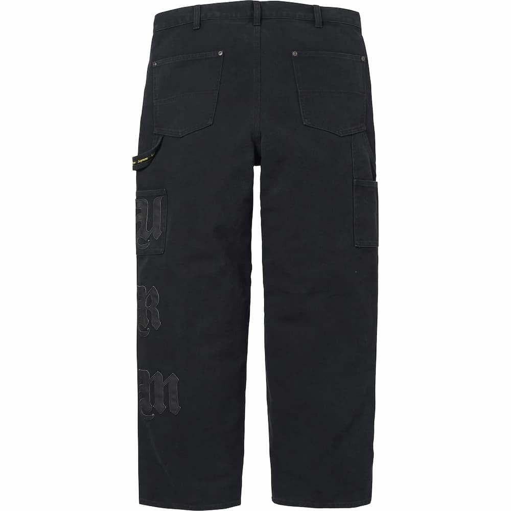 Supreme Leather Applique Double Knee Painter Pant Black