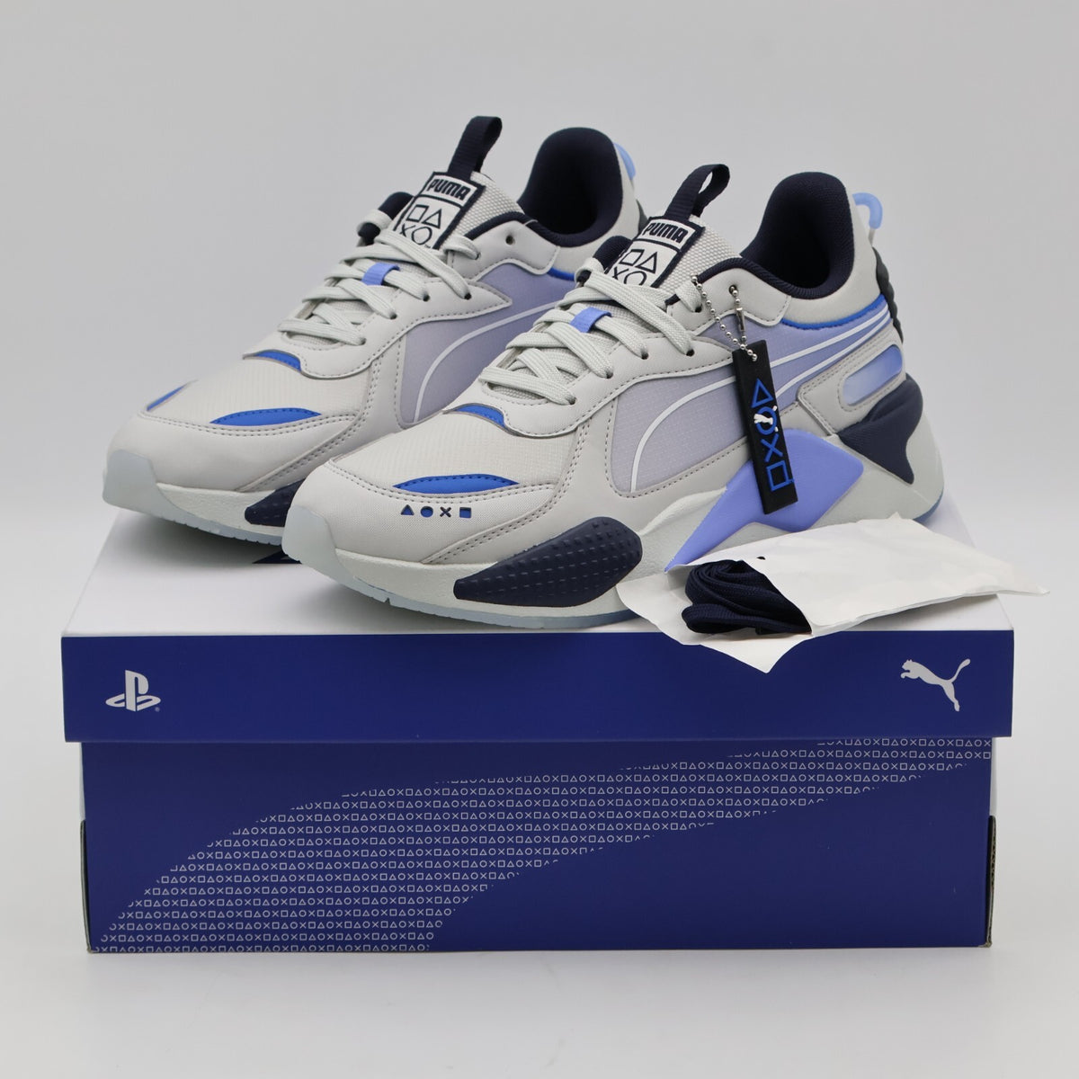 396311-01 PlayStation Puma RS-X Glacial Gray Blue Skies (Men's)