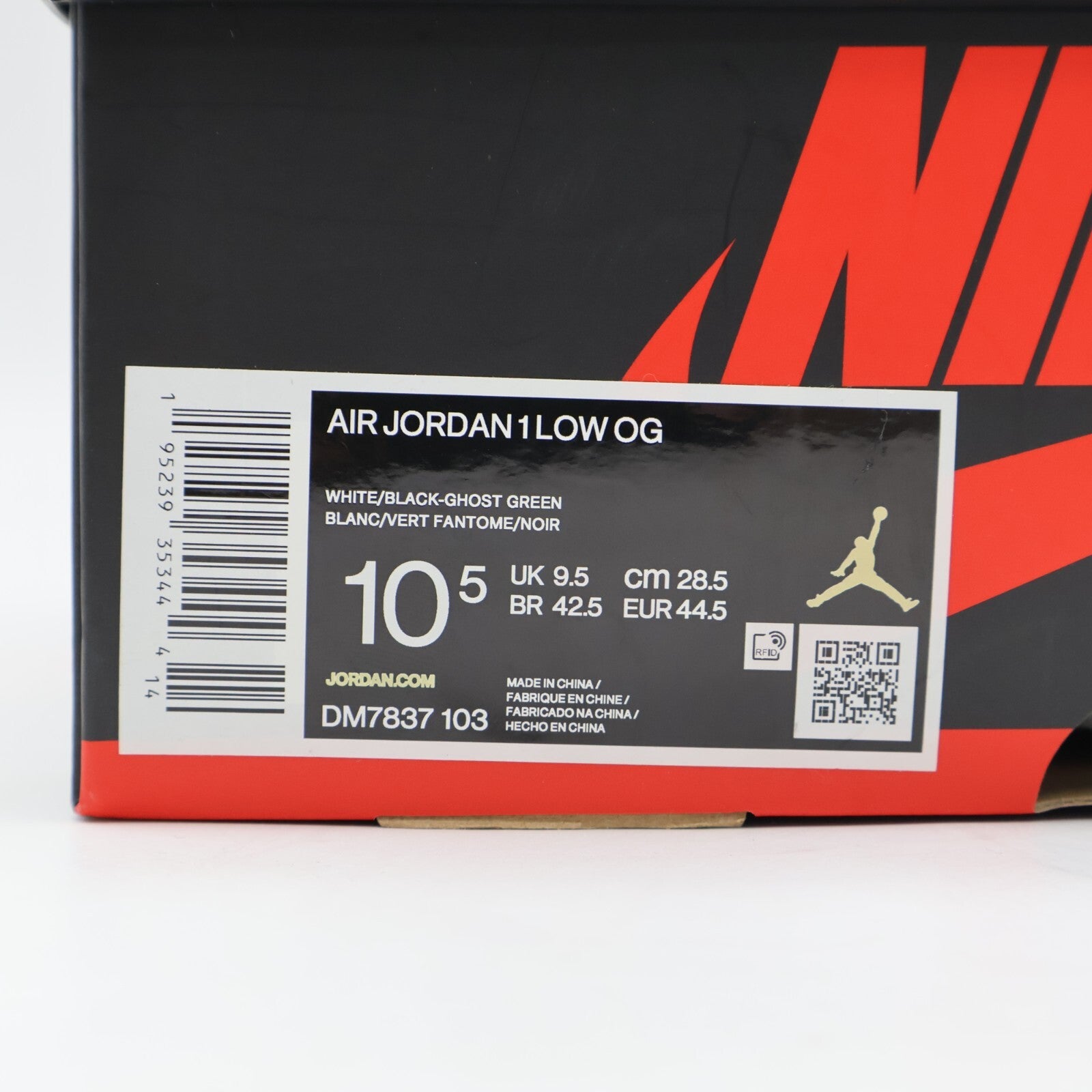 DM7837-103 Nike Air Jordan 1 Retro Low White Ghost Green Black Grey  (Men's)