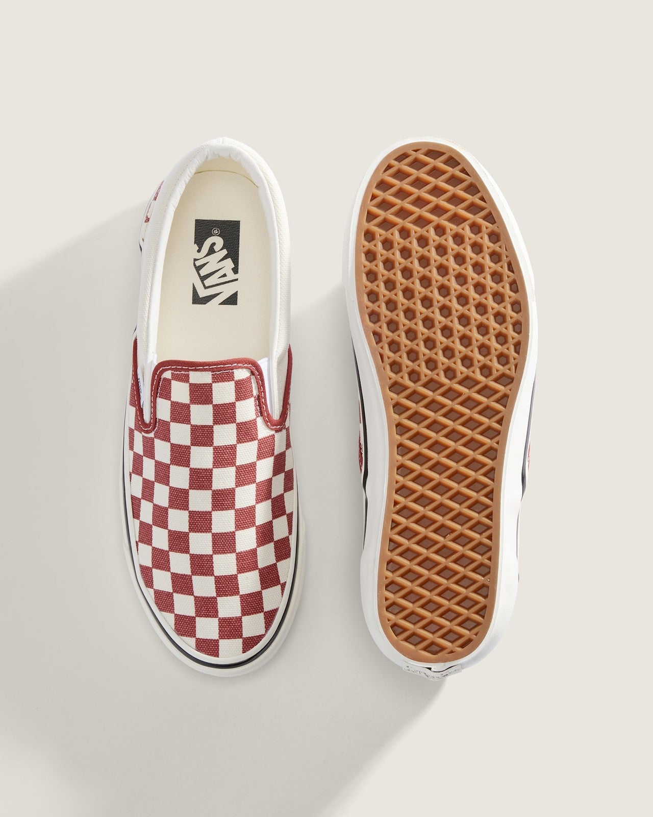 VN000D9PGWR Vans Premium Classic Slip-On 98 Checkerboard Poppy Ember Red (Men's)