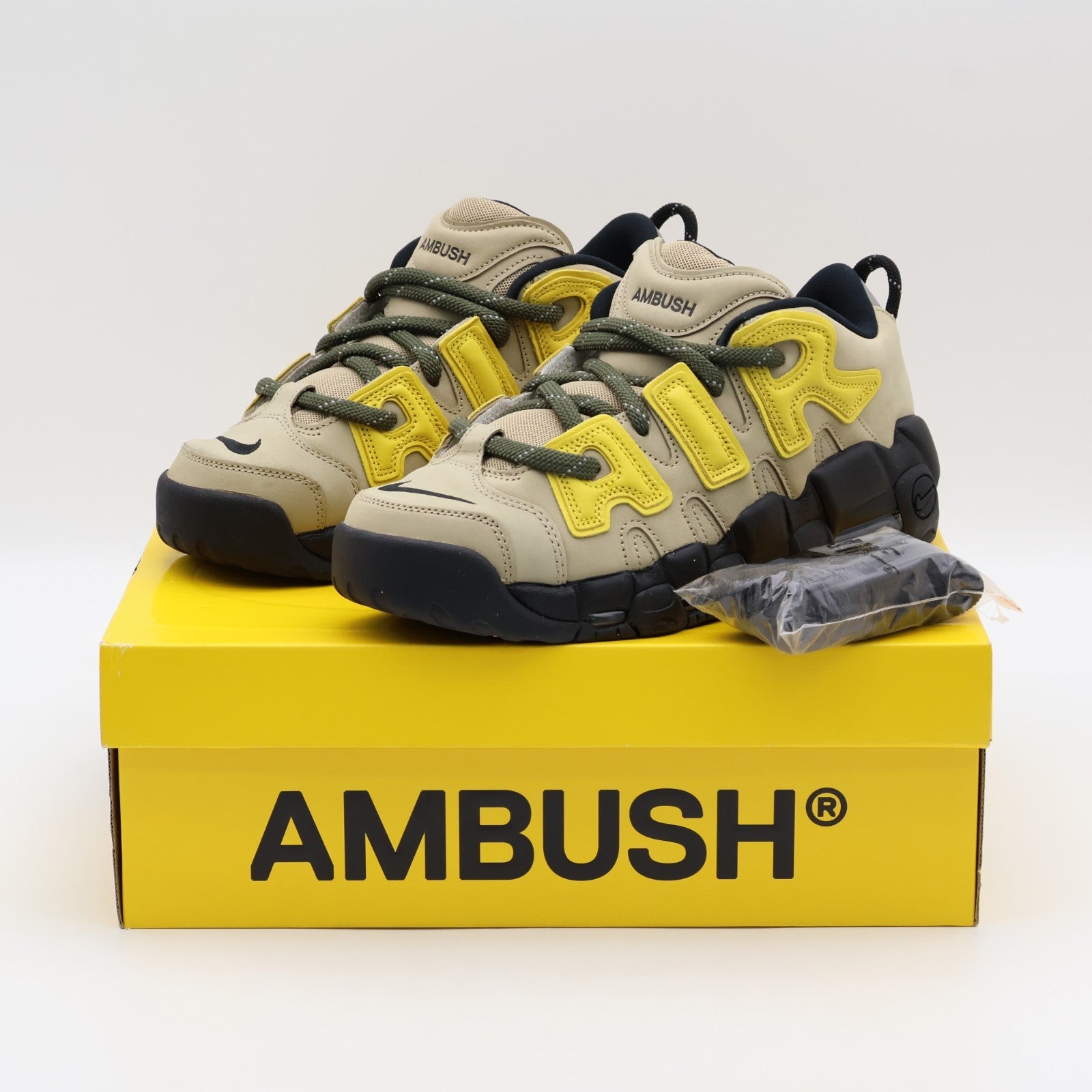 FB1299-200 AMBUSH Nike Air More Uptempo Low Vivid Sulfur Limestone (Men's)