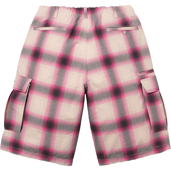 Supreme Shadow Plaid Cargo Short Pink