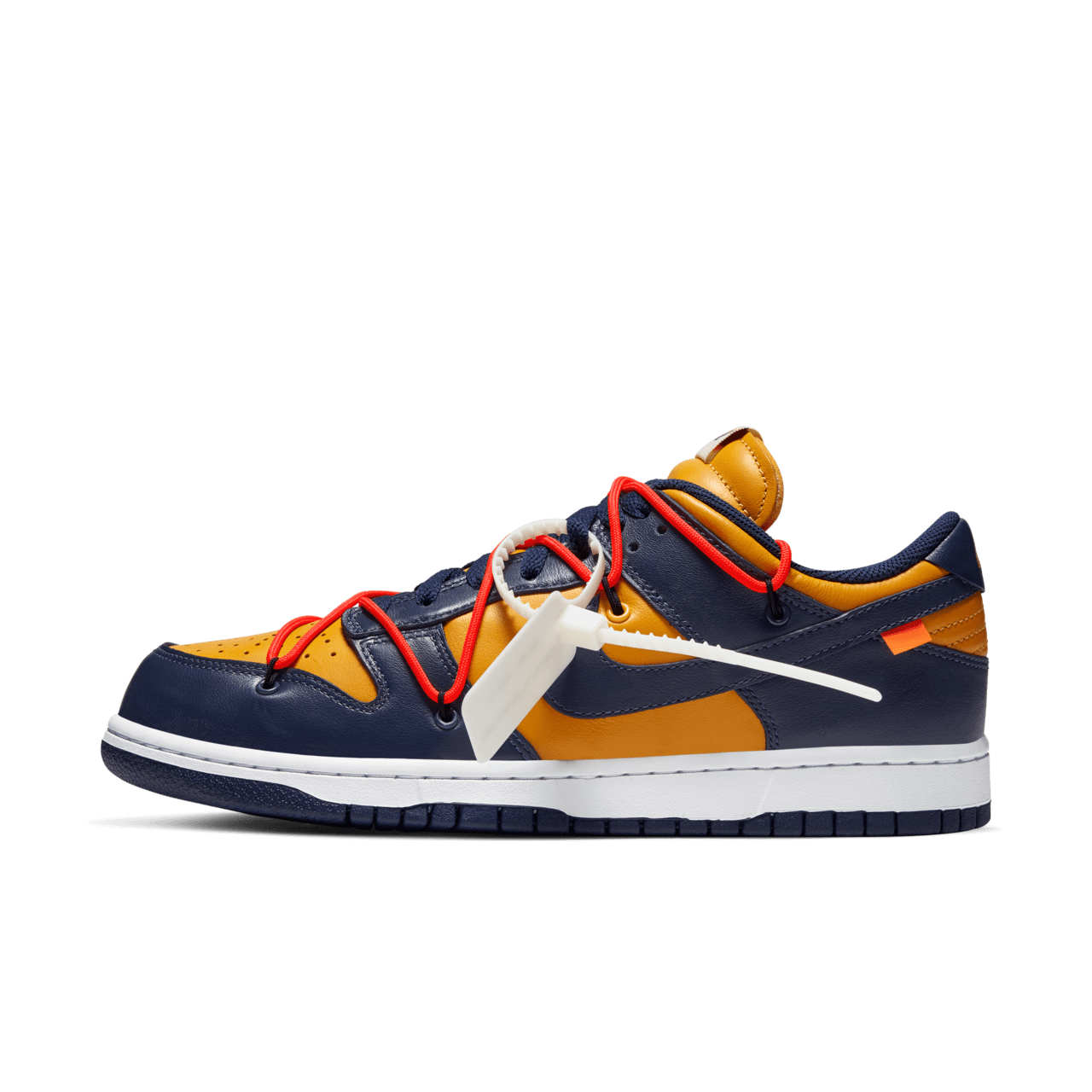 CT0856-700 Off-White Ã Nike Dunk Low LTHR  University GoldMidnight Navy (Men's)