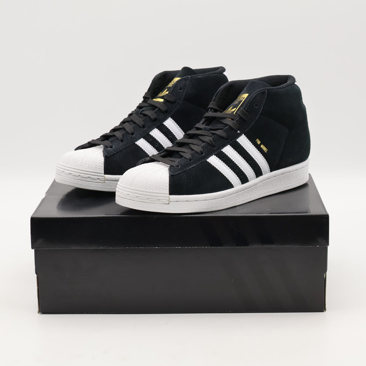 JH8146 adidas Originals Pro Model Mid Core Black Cloud White Gold (Men's)