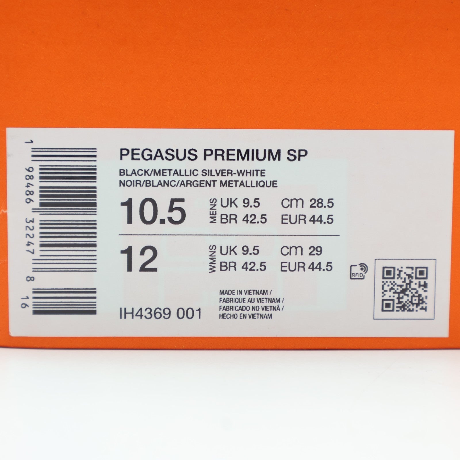 IH4369-001 Nike Pegasus Premium Black White (Men's)