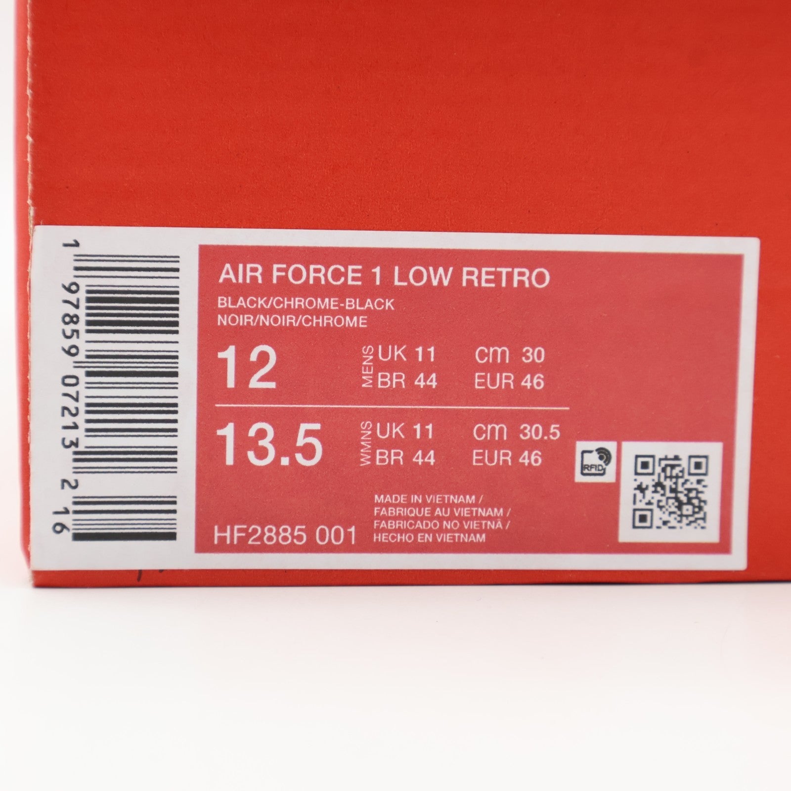 HF2885-001 Nike Air Force 1 Low Black and Metallic Silver (Men's)